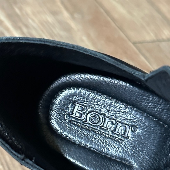 Born Black Leather Ankle Booties with Low Block Heel - Picture 9 of 10